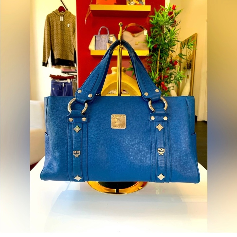 MCM Blue Leather Shoulder Bag